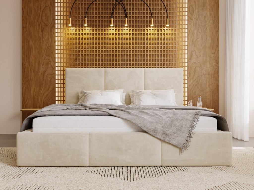 Upholstered bed with storage - 180x200 - double bed - velvet - beige - Ventoriq GTPJ07164