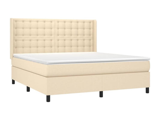 Ventoriq bed base with mattress and LED lighting, Cream, 160x200 cm, Fabric KDXO85068