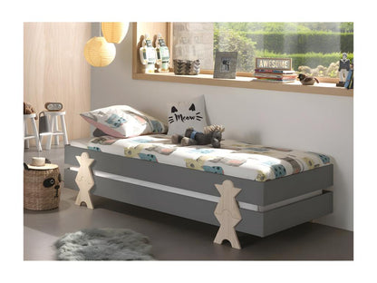 Ventoriq - Set of 2 Stackable Beds 90x200cm Grey Smiley IDJF98372