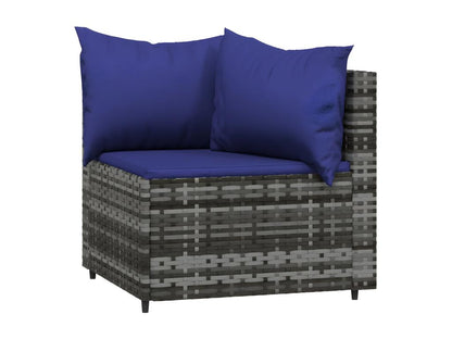 Garden corner sofas and cushions, 2 pcs, grey woven resin PQYP74147