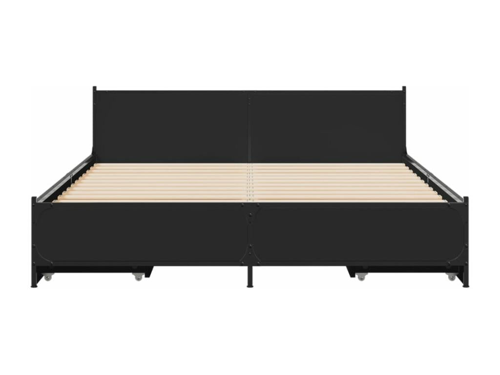Bed frame with drawers, black, 135x190 cm, engineered wood, VSFD14738
