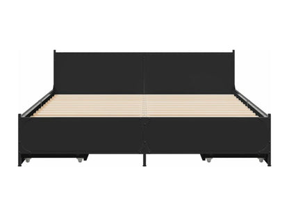 Bed frame with drawers, black, 135x190 cm, engineered wood, VSFD14738