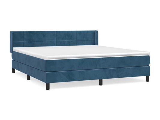 Upholstered bed base and mattress, Dark Blue, 160x200cm, Velvet, NDHB70232