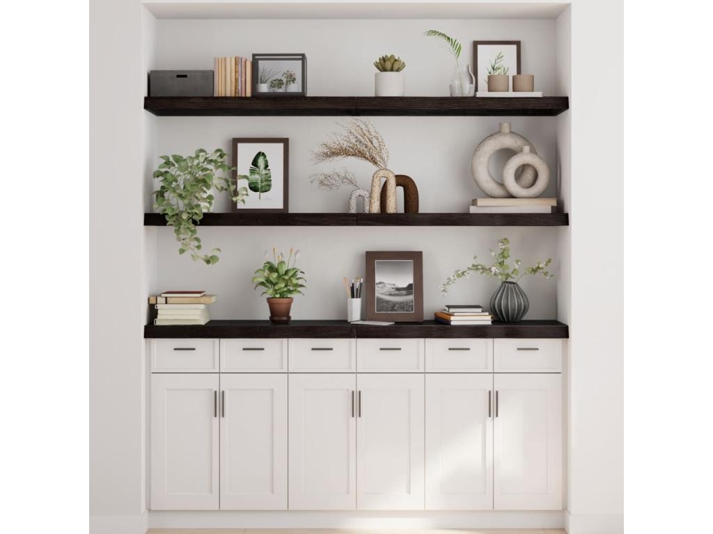 Dark brown wall shelf, solid treated oak wood ZLSO33037