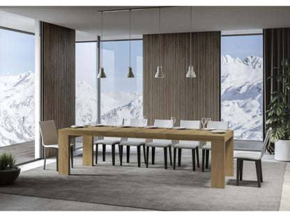 Lumenao Extendable Wooden Dining Table - White - Lumenao Base and Support - 2 Slim Extension Leaves - Extendable Width 180 to 284cm BYEQ33704