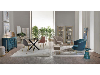 Set of 2 round coffee tables in gold-tone steel and mirror, Ventoriq AHCO66731