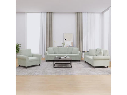 3-piece sofa set with light grey velvet cushions EEMM12592