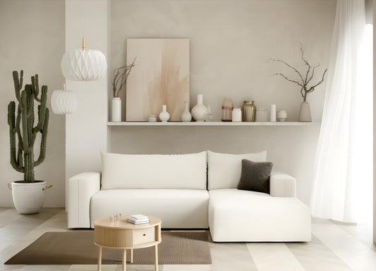 Ventoriq off-white L-shaped convertible corner sofa, right-hand corner, SBQW82446