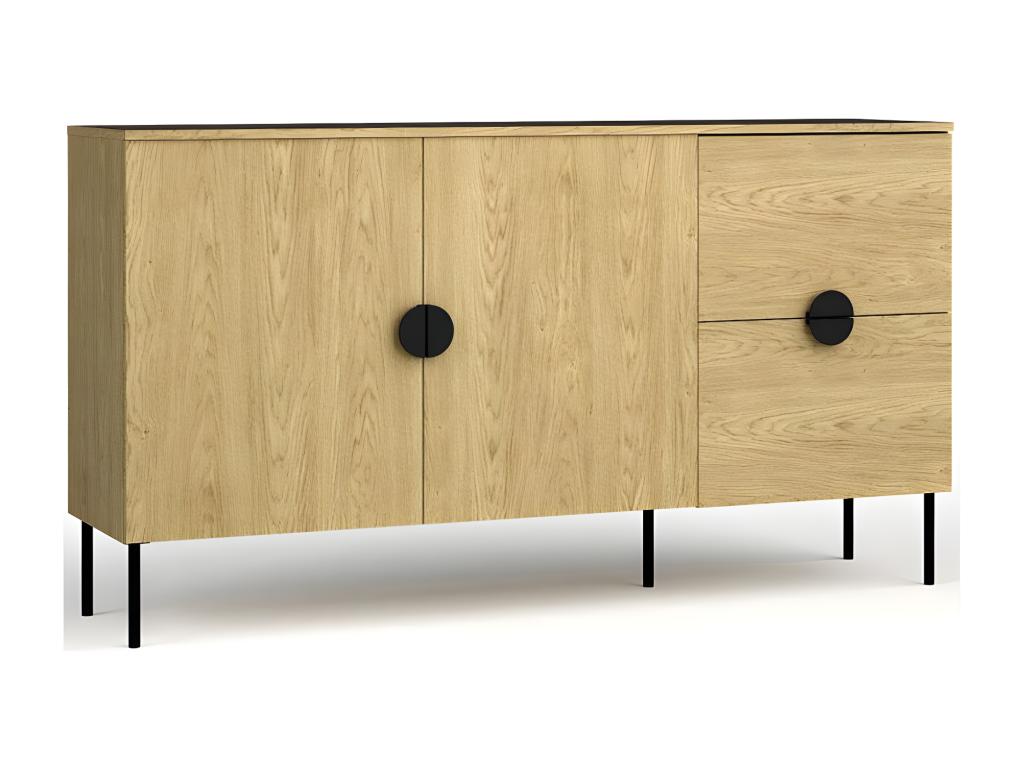 Small Buffet with 2 Doors and 2 Drawers - Oak Color - Ventoriq Collection HIQD11344
