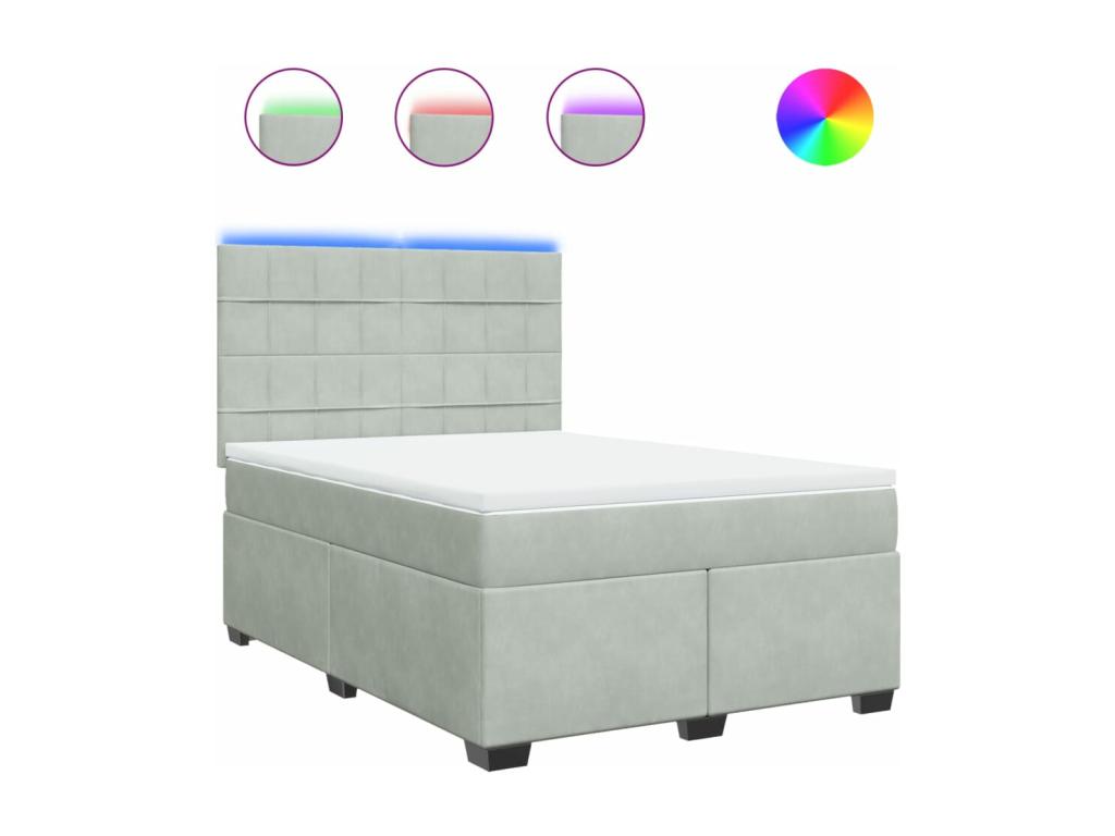 Boislis bed base and light grey 160x200cm velvet mattress XZNO80855