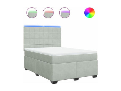 Boislis bed base and light grey 160x200cm velvet mattress XZNO80855