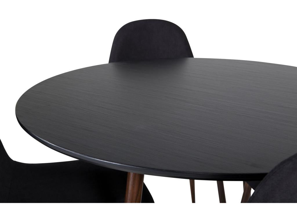 PlazaBLWA100 black table and 4 Ventoriq black chairs set. DCEI71694