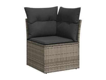 11-piece garden furniture set with grey resin wicker cushions LBFF72445