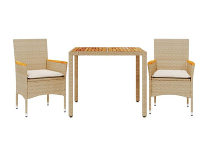 3-piece beige rattan garden dining set and cushions by Boislis HGWW64900