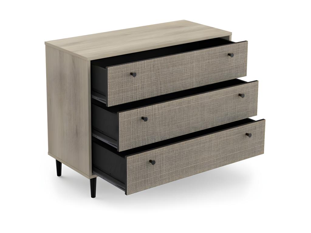3-drawer chest in light oak - Ventoriq - W 90.5 x D 39.5 x H 72.5 cm PRHF56294