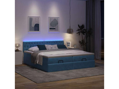 Ottoman bed frame with dark blue velvet mattress 160x200 cm MMLE90440