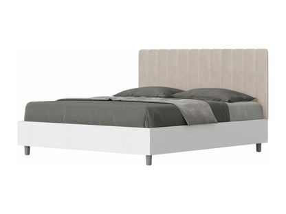 Ventoriq LHXR93836 160x200 Storage Bed with White Ash Frame and Sand Microfiber Headboard