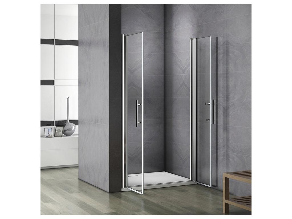 Hinged shower door 120x187cm, 180° pivot shower door in 6mm anti-limescale glass, alcove installation HCMY15845