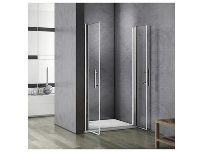 Hinged shower door 120x187cm, 180° pivot shower door in 6mm anti-limescale glass, alcove installation HCMY15845