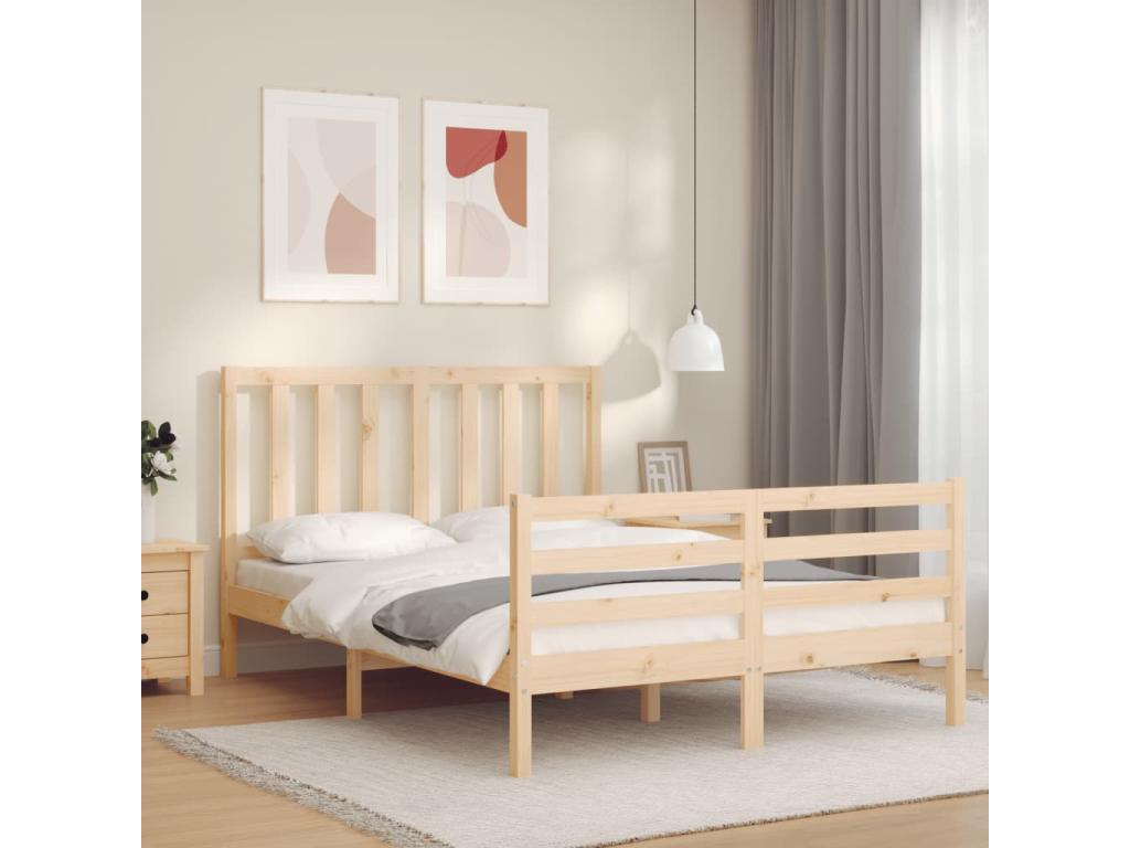 Bed frame with headboard 120x200 solid wood GQEH26746