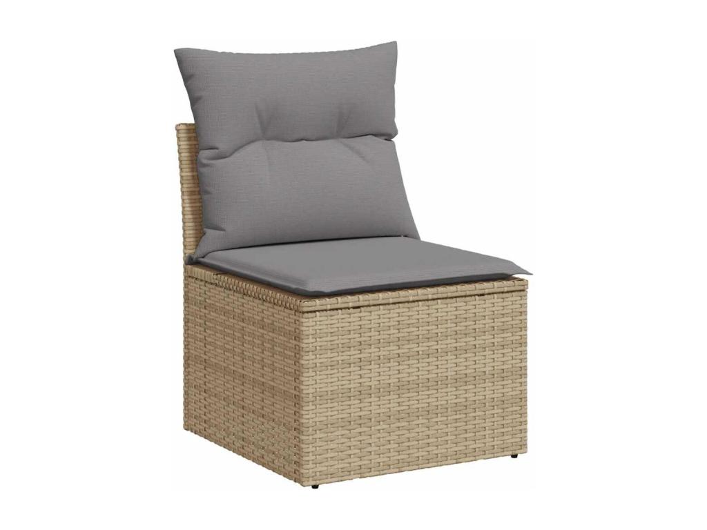 7-piece garden furniture set with cushions, beige woven resin OMCO37668