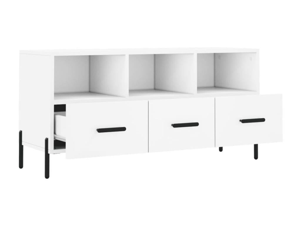 White TV stand 102x36x50 cm engineered wood XFBQ14712
