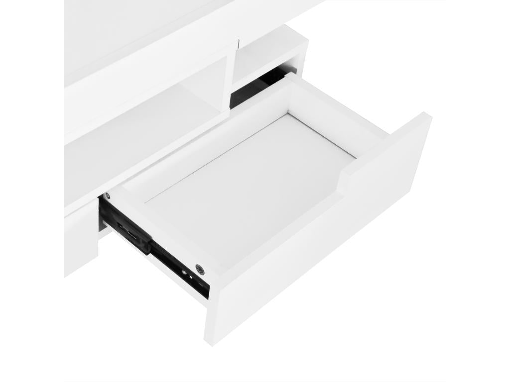 Coffee table with glossy finish and LED lighting, 4 drawers at the front and back, large storage space, 80x50x36cm, white QDXY48640
