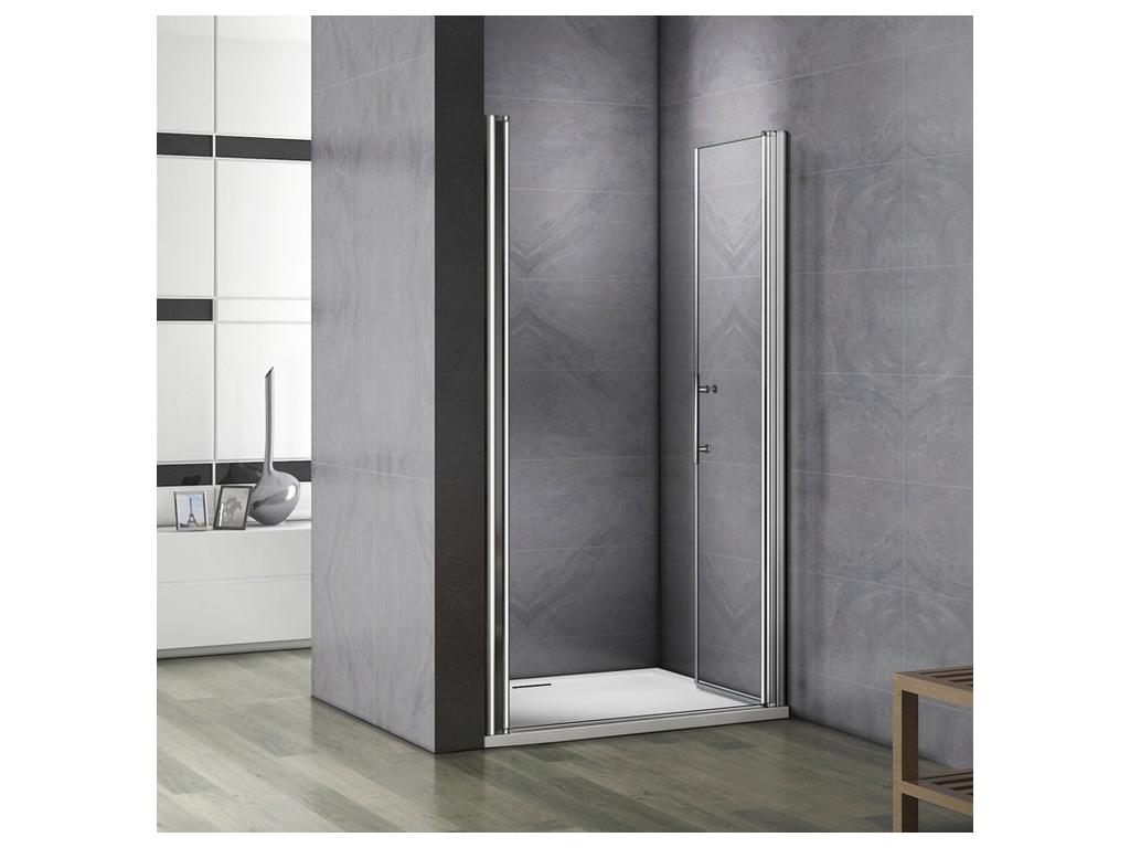 Hinged shower door 120x187cm, 180° pivot shower door in 6mm anti-limescale glass, alcove installation HCMY15845