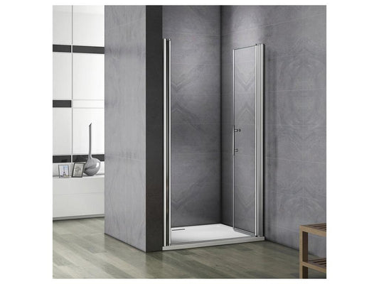 Hinged shower door 120x187cm, 180° pivot shower door in 6mm anti-limescale glass, alcove installation HCMY15845