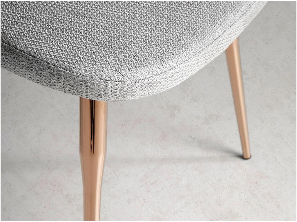 Boislis grey fabric chair with rose gold steel legs - Set of 2 - Boislis 95 LNGR73982