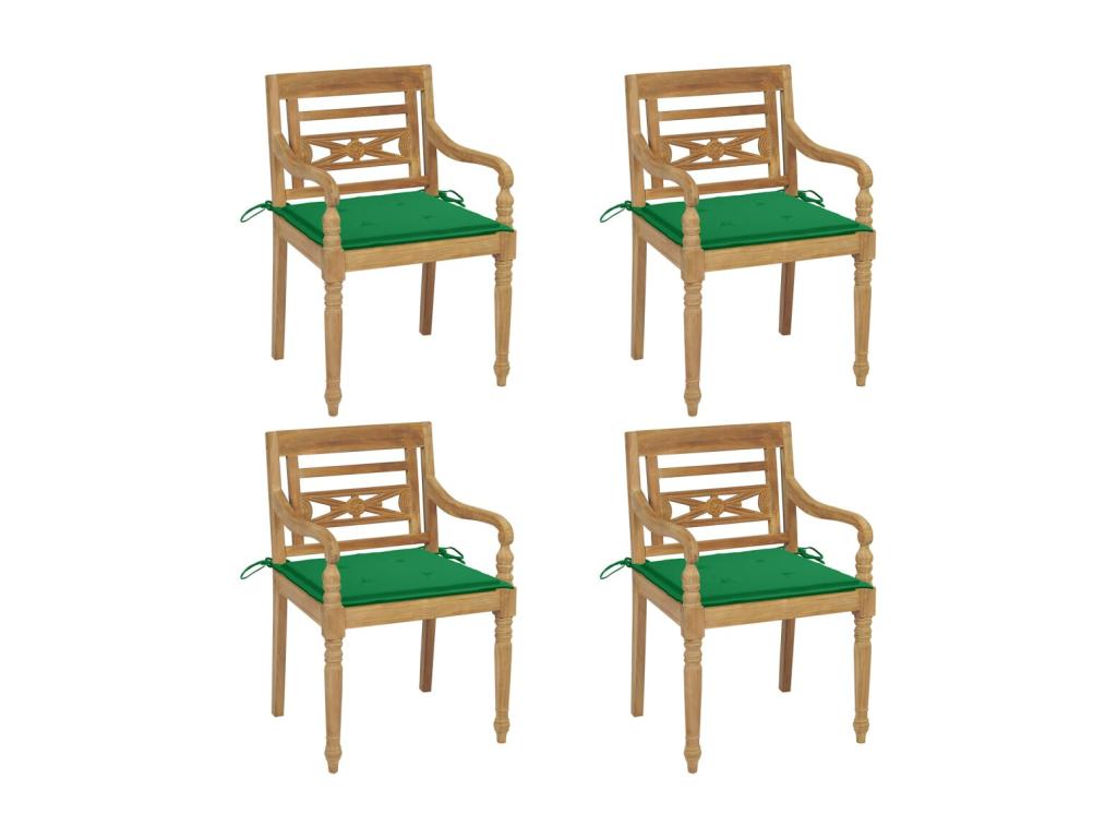 Lumenao chairs with cushions, 4 pieces, solid teak wood ZNQY44926