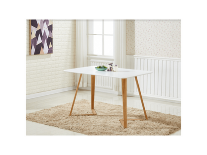 Ventoriq - White Dining Table Set with 4 White Scandinavian Chairs - Modern Style FWPW19210