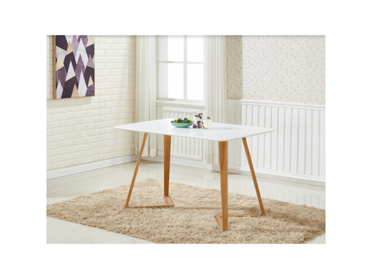 Ventoriq - White Dining Table Set with 4 White Scandinavian Chairs - Modern Style FWPW19210