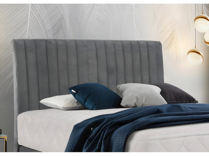 Bed frame, mattress, and dark grey velvet fabric - 160x200 cm - Ventoriq BYPS75328