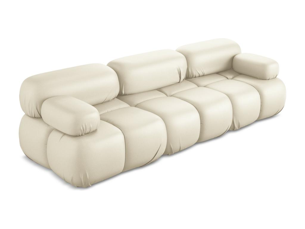 Modular 3-seater sofa in faux leather - light beige - Ventoriq JTUS14394