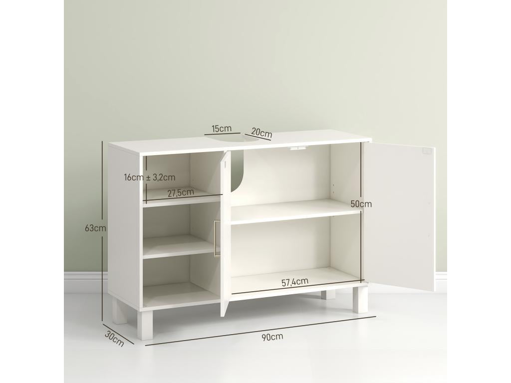 Vanity unit - 2 doors, 3 shelves - Cream MDF GGTX07996