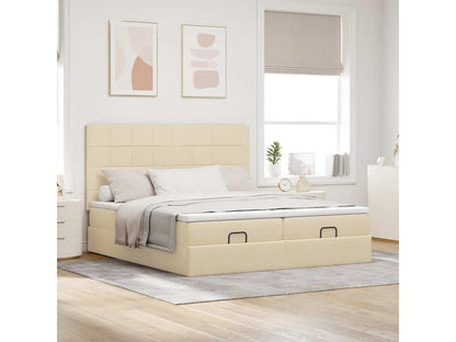 Ottoman bed frame with cream mattress 180x200 cm fabric LZIT35043