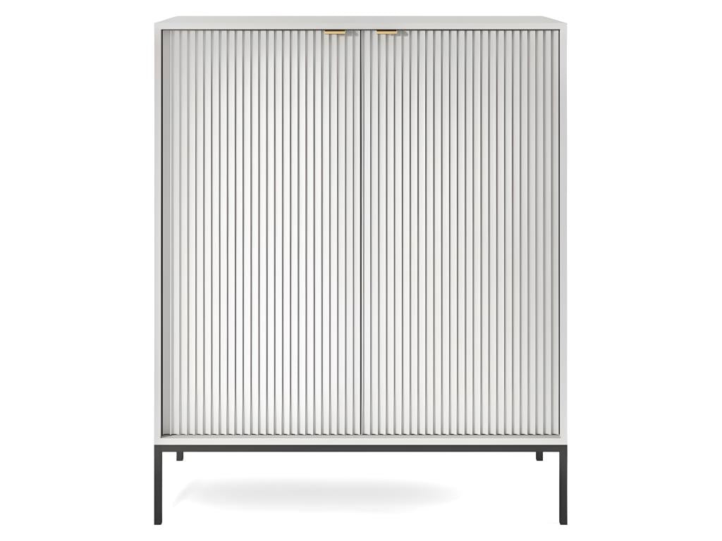 Universal chest of drawers, grey, 104x125x39cm, metal legs, 2 grooved doors, Ventoriq model BUMI62271