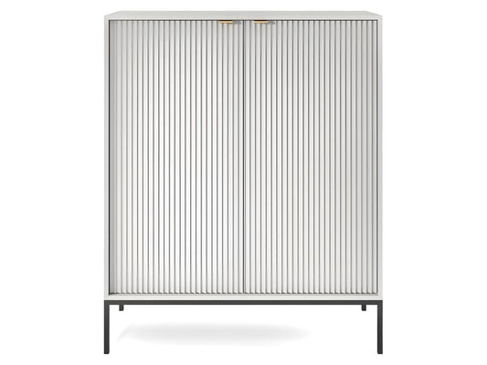 Universal chest of drawers, grey, 104x125x39cm, metal legs, 2 grooved doors, Ventoriq model BUMI62271