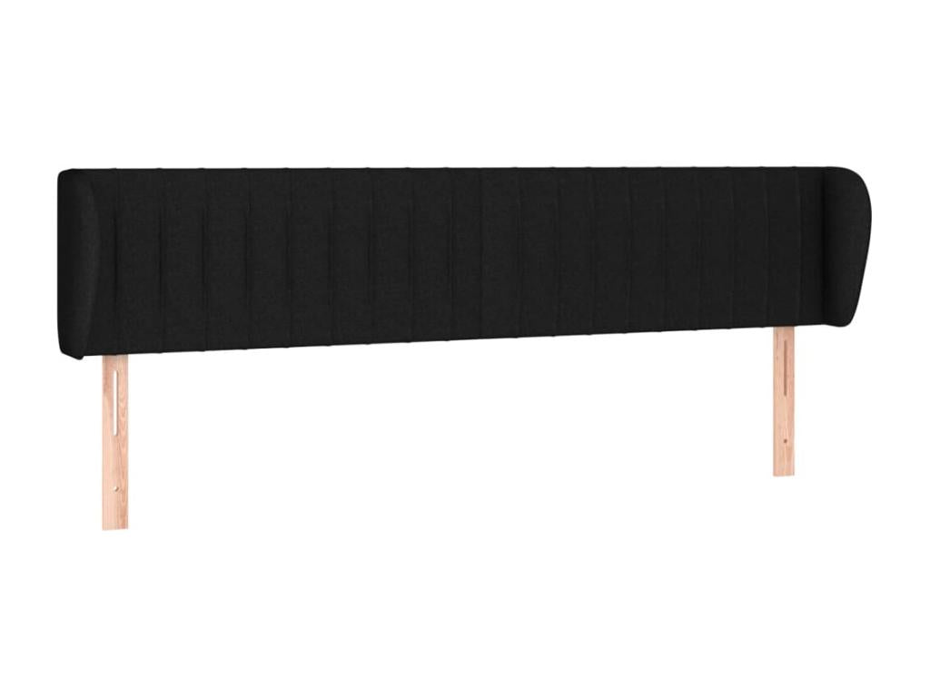Headboard with wings, Black, 163x23x78/88 cm, Fabric RAIK93619