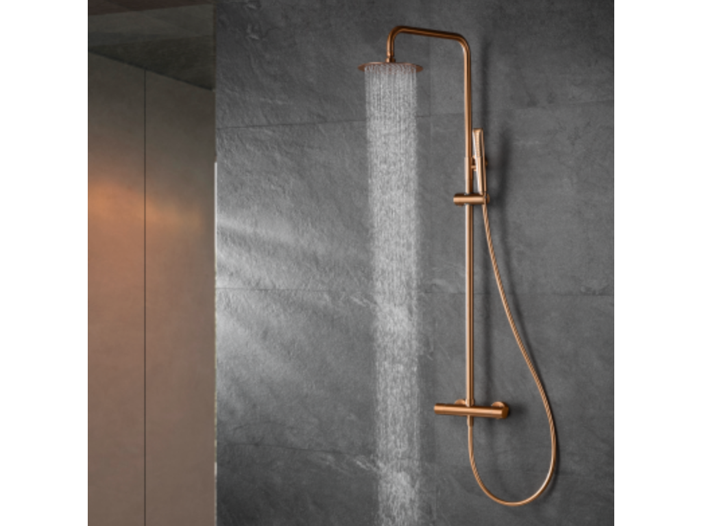 Ventoriq BTN047/ORC ZOPV30910 Thermostatic Anti-Limescale Shower Column, Rose Gold/Copper