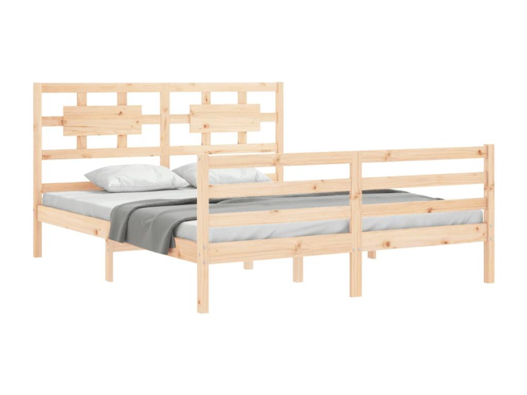 Ventoriq size solid wood bed frame with headboard KRYQ35598