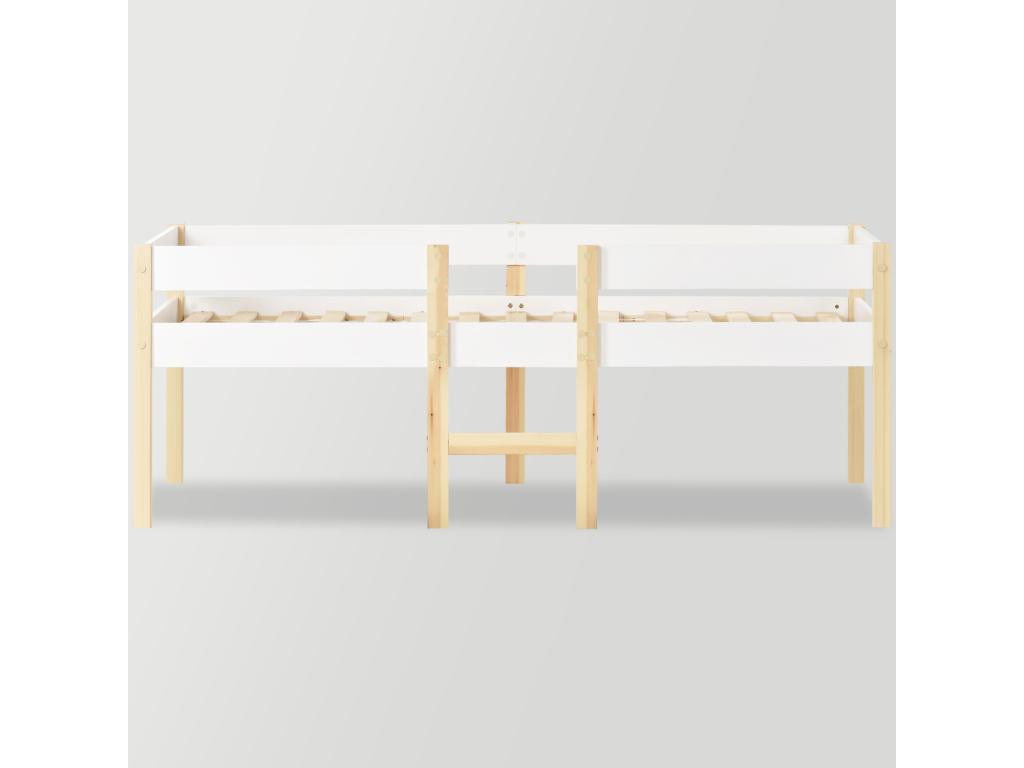 Baby Cot with Anti-Fall Protection in Solid Wood - 90x200 cm - White ICAH54282