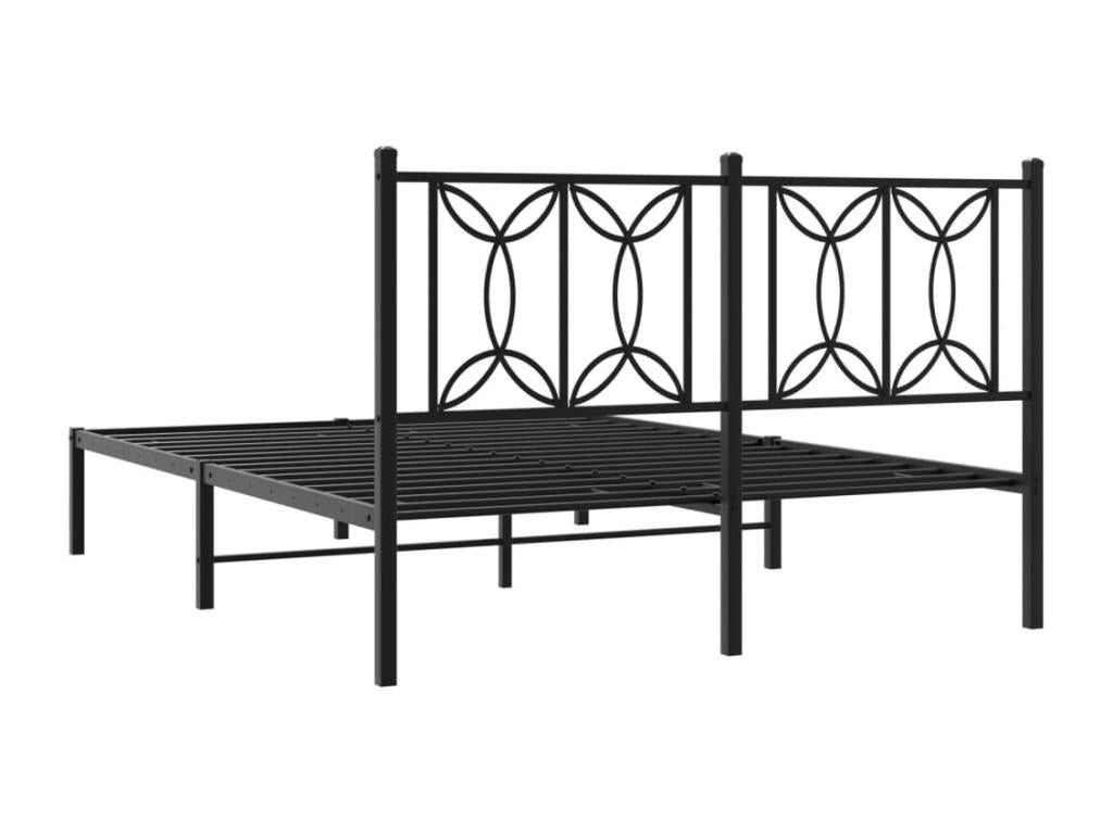 Metal bed frame without mattress with black headboard 140x200cm ULVA78823