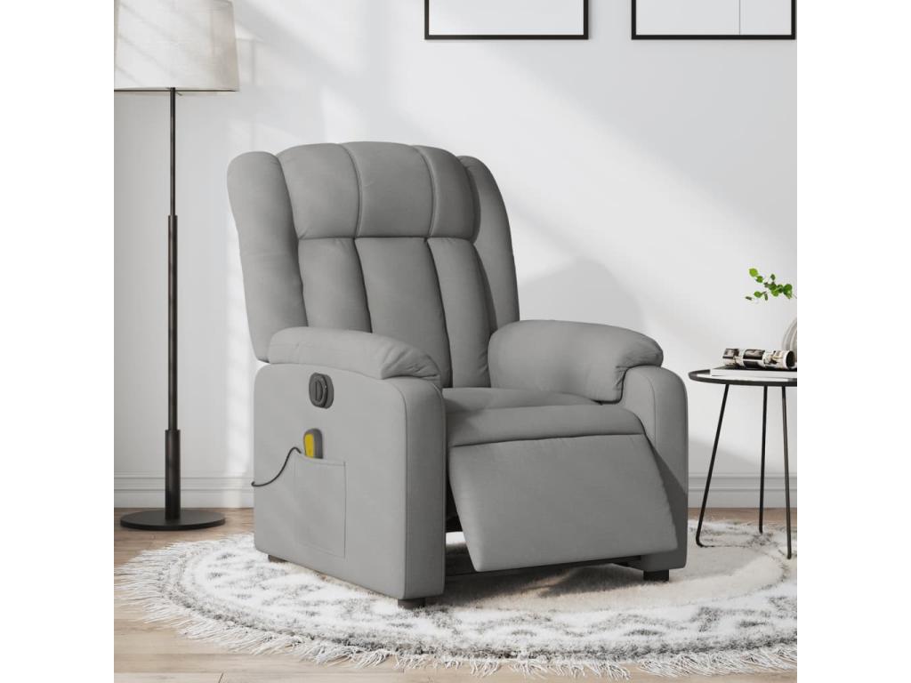 Light grey fabric electric reclining massage chair NCOL17928