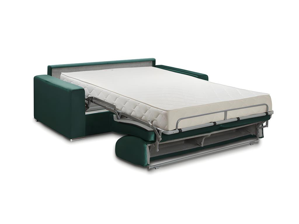 4-seater express convertible sofa in fir green velvet - 160 cm sleeping area - 18 cm mattress Ventoriq OFEQ99806