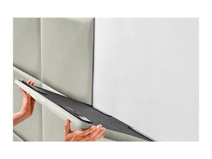 Ventoriq Upholstered Headboard in High-Quality Velvet, composed of interchangeable self-adhesive panels for bedroom, beige, 95 cm, OWPF98063