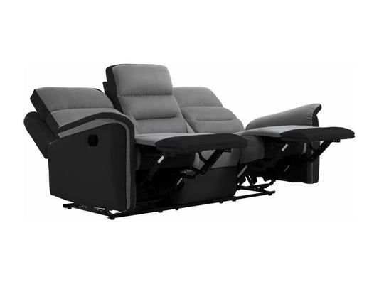 Ventoriq manual sofa set, Ventoriq 3-seater manual armchair in microfiber and faux leather, Grey/Black - Ventoriq HFQI82176