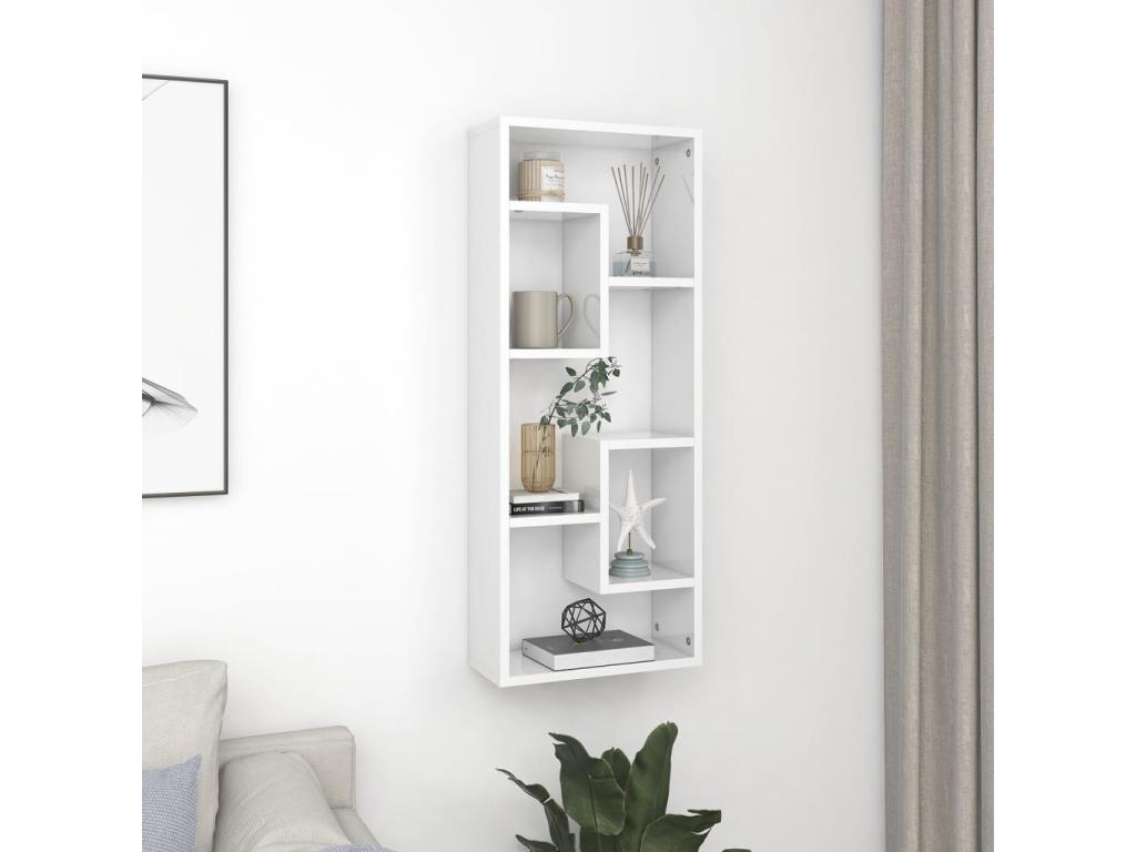 Glossy white wall shelf 36x16x90 KDNU62591