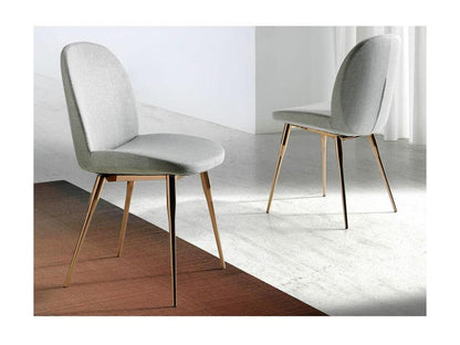 Boislis grey fabric chair with rose gold steel legs - Set of 2 - Boislis 95 LNGR73982